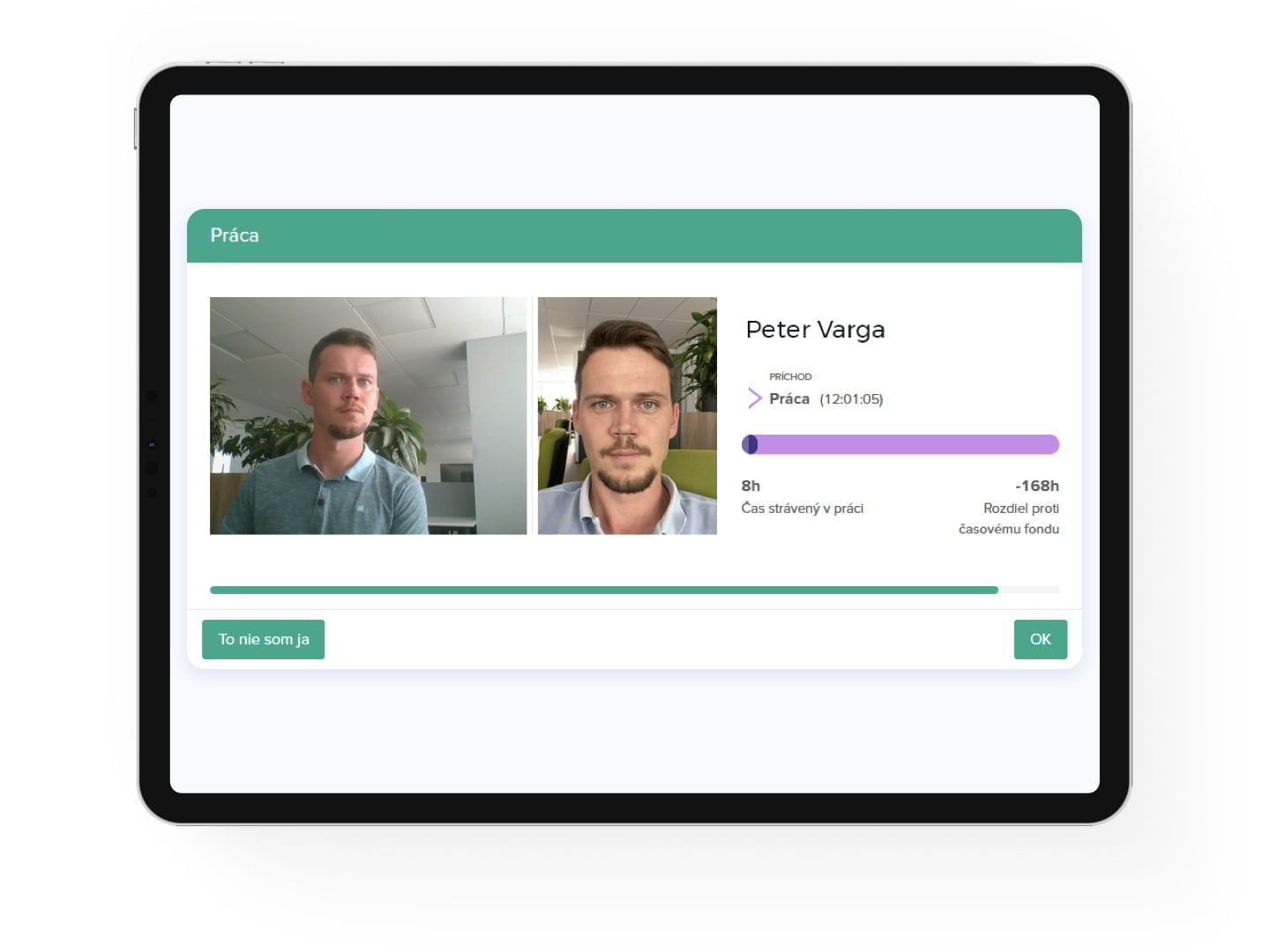 Web terminál Fingera - prehľad dochádzky