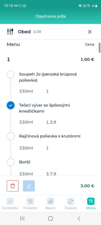 objednávka jedla cez stravovací systém fingera