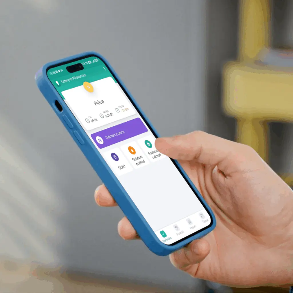 Přihlášení do docházky přes mobilní aplikaci