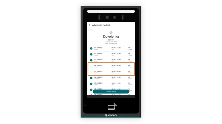 Po zadaní údajov systém automaticky vyhodnotí, či žiadosť obsahuje víkendy