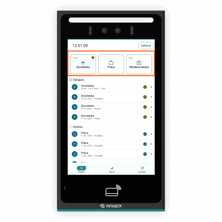 Evidencia absencií na termináli
