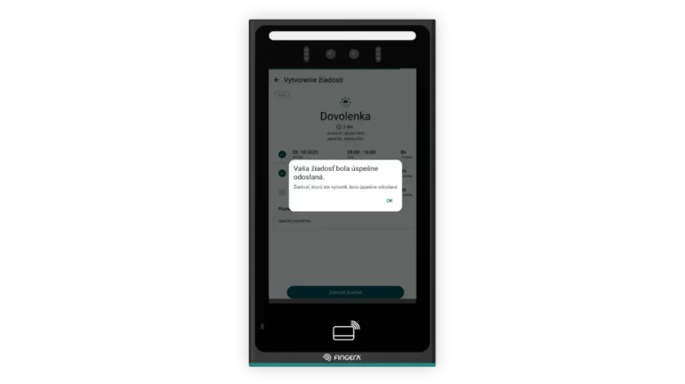 Po potvrdení zamestnanec odošle žiadosť priamo z terminálu